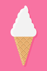 Ice Cream cone vector element on Pink background.