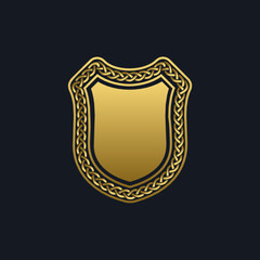 Gold Logo Element Template with Elegant Chain Shield