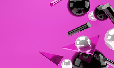 Colorful wallpaper. Abstract objects on a colored background. Trendy illustration design. 3d rendering.