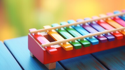 Naklejka premium colorful xylophone musical instrument with all colors of the rainbow spectrum