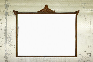 Blank billboard in a Parisian metro station