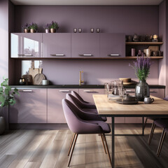  Interior of modern minimalist kitchen room
