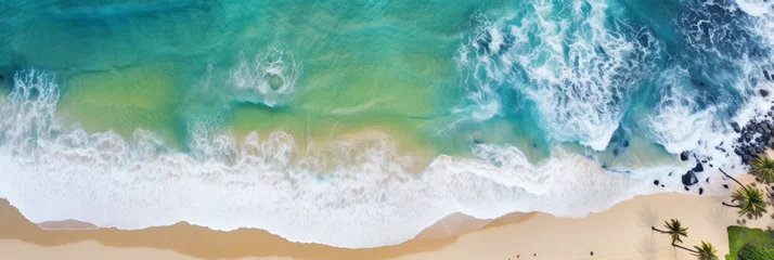 Schilderijen op glas overhead photo of a desert island beach in the middle of the ocean  © Brian