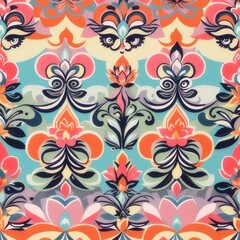 Fototapeta na wymiar Seamless pattern in Thai style with curve of floral 