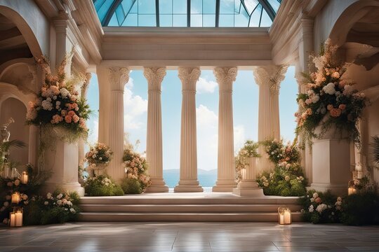 Temple columns wedding digital backdrop photography background wedding ancient palace maternity props floral wedding overlays garden props