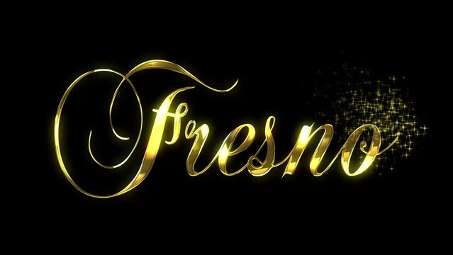 Gold metallic text revealed by disappearing and flickering stars for FRESNO