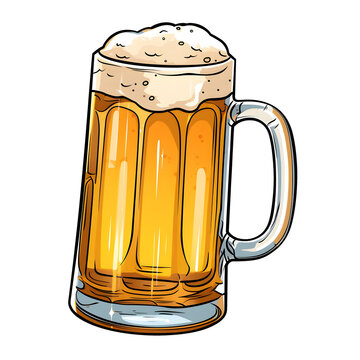 cartoon clipart of Beer Mug, glass clipart, alcohol clipart, transparent background, isolated on transparent background