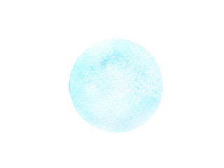 Hand-painted blue watercolor circle shape isolated on a white background. Concepts for poster, wallpaper, card, book covers, and packaging. Design element for decoration..