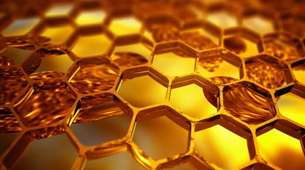 Zelfklevend Fotobehang Golden bee cells © Merab