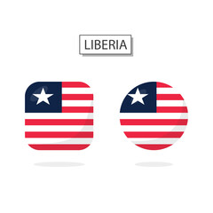 Flag of Liberia 2 Shapes icon 3D cartoon style.