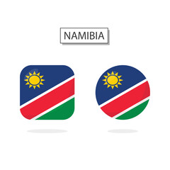 Flag of Namibia 2 Shapes icon 3D cartoon style.