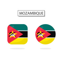 Flag of Mozambique 2 Shapes icon 3D cartoon style.