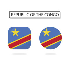 Flag of Republic of the Congo 2 Shapes icon 3D cartoon style.