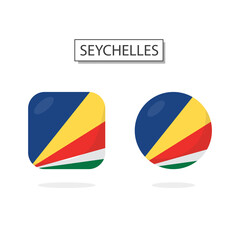 Fototapeta premium Flag of Seychelles 2 Shapes icon 3D cartoon style.