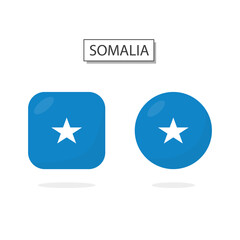 Flag of Somalia 2 Shapes icon 3D cartoon style.