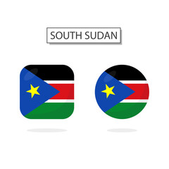 Flag of South Sudan 2 Shapes icon 3D cartoon style.