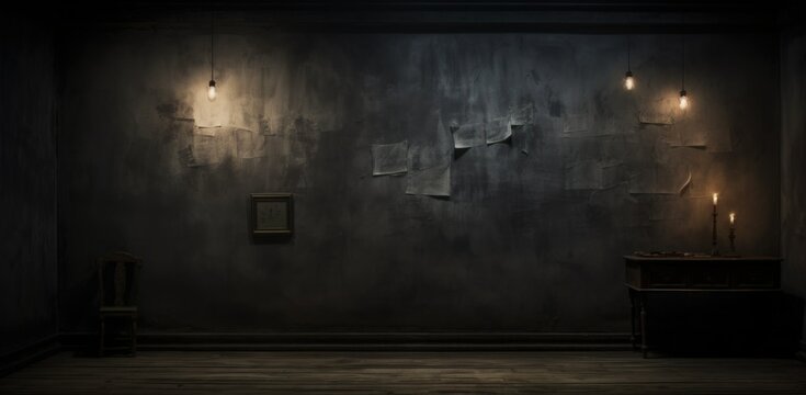 A dimly lit room sparks an eerie atmosphere of darkness, anxiety, deppresion and fear. Generative AI