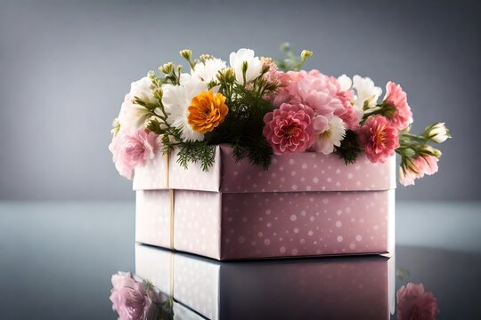 pink flowers in a box