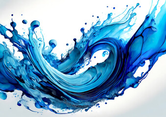 抽象的な青い水しぶきと白背景