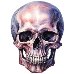 Skull watercolor design with transparent background, PNG illustration