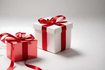 Gift box with ribbon. Generative AI.