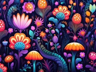 Floral Background, cartoon colorful Floral pattern
