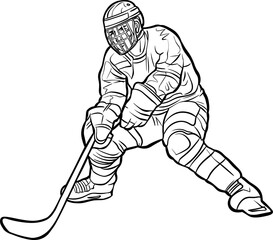 Ice hockey player action clipart