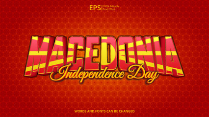 north macedonia editable text effect with north macedonia flag pattern suitable for poster design about holiday, Feast day or north macedonia independence day moment - obrazy, fototapety, plakaty