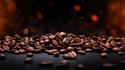 coffee beans on a brown background