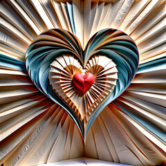 Paper Crafted Love: Beautiful Paper Heart Art.(Generative AI)
