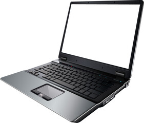 Laptop computer with empty screen isolated on white.