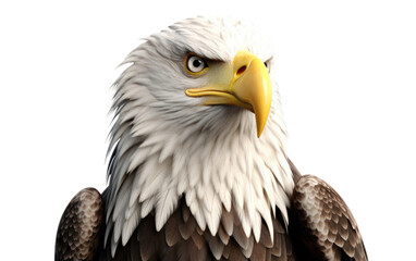 Bald Eagle 3D Cartoon Image on isolated background