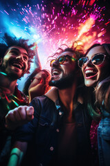Group of friends partying in a nightclub