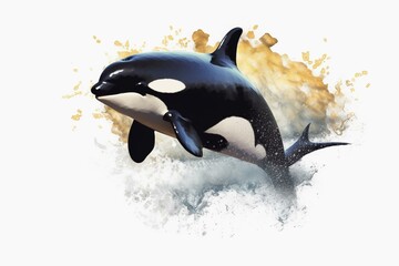 Isolated orca fish on transparent background. Generative AI