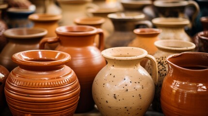 Fototapeta na wymiar clay pots in the market generated by AI