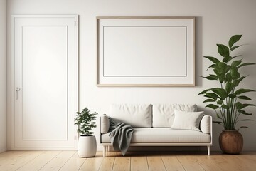Wooden Frame with White Mat Border on a Clean White Wall - Gallery-Style Elegance