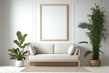 Wooden Frame with White Mat Border on a Clean White Wall - Gallery-Style Elegance