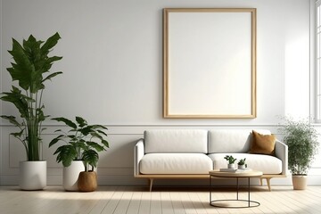 Wooden Frame with White Mat Border on a Clean White Wall - Gallery-Style Elegance