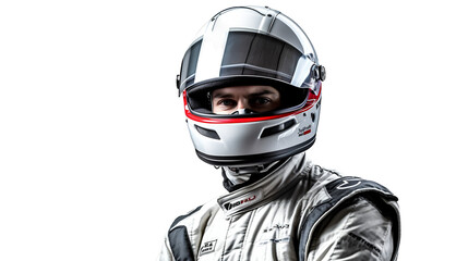 Pilote avec un casque, sport automobile F1 avec transparence, sans background