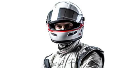 Crédence de cuisine en verre imprimé F1 Pilote avec un casque, sport automobile F1 avec transparence, sans background
