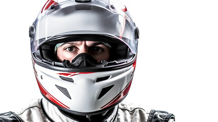 Pilote avec un casque, sport automobile F1 avec transparence, sans background - obrazy, fototapety, plakaty