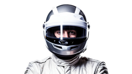 Pilote avec un casque, sport automobile F1 avec transparence, sans background - obrazy, fototapety, plakaty