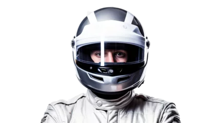 Photo sur Plexiglas F1 Pilote avec un casque, sport automobile F1 avec transparence, sans background