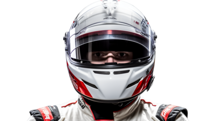 Pilote avec un casque, sport automobile F1 avec transparence, sans background