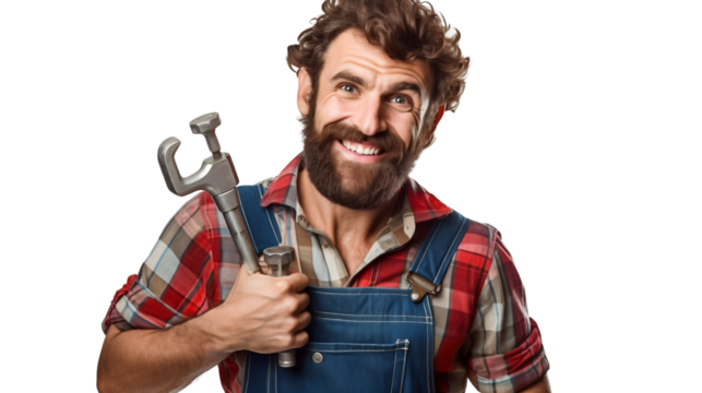 Réparateur, homme de chantier pour les travaux à la maison avec transparence, sans background