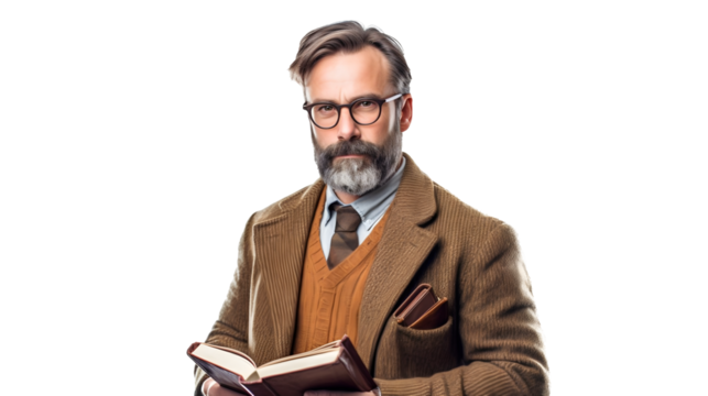 Écrivain professeur, intellectuel avec ses livres avec transparence, sans background