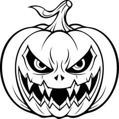Scary Halloween Pumpkin vector design, Jack-o-lantern autumn pumpkins silhouette, Jack Pumpkin SVG, Spooky printable fall PNG images, Halloween face sublimation designs