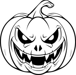 Scary Halloween Pumpkin vector design, Jack-o-lantern autumn pumpkins silhouette, Jack Pumpkin SVG, Spooky printable fall PNG images, Halloween face sublimation designs