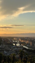 Fototapeta na wymiar Sunset over the river in Florence, Miguelangel Park