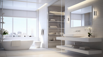 Fototapeta na wymiar Bathroom white modern